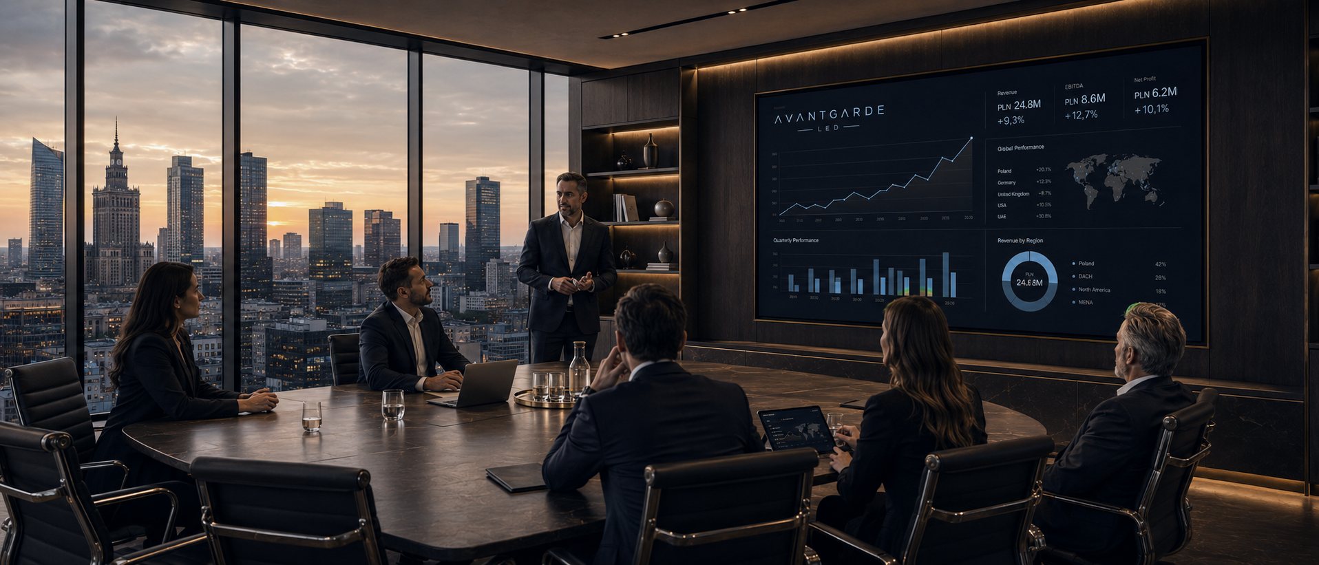 Boardroom with a city view